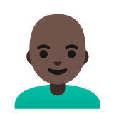 Google(Android) Man: Dark Skin Tone, Bald Emoji