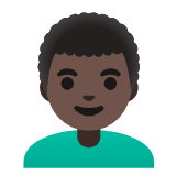 Google(Android) Man: Dark Skin Tone, Curly Hair Emoji