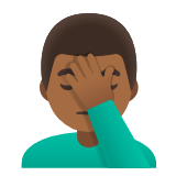 Google(Android) Man Facepalming: Medium-Dark Skin Tone Emoji