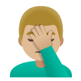 Google(Android) Man Facepalming: Medium-Light Skin Tone Emoji