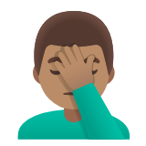 Google(Android) Man Facepalming: Medium Skin Tone Emoji