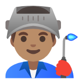 Google(Android) Man Factory Worker: Medium Skin Tone Emoji