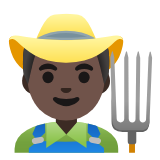 Google(Android) Man Farmer: Dark Skin Tone Emoji