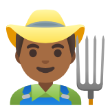 Google(Android) Man Farmer: Medium-Dark Skin Tone Emoji