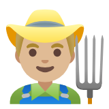 Google(Android) Man Farmer: Medium-Light Skin Tone Emoji