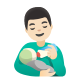 Google(Android) Man Feeding Baby: Light Skin Tone Emoji