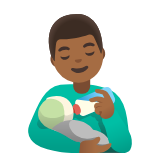 Google(Android) Man Feeding Baby: Medium-Dark Skin Tone Emoji