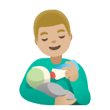 Google(Android) Man Feeding Baby: Medium-Light Skin Tone Emoji