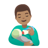 Google(Android) Man Feeding Baby: Medium Skin Tone Emoji