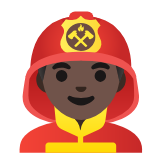 Google(Android) Man Firefighter: Dark Skin Tone Emoji