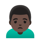 Google(Android) Man Frowning: Dark Skin Tone Emoji