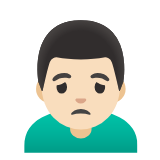 Google(Android) Man Frowning: Light Skin Tone Emoji