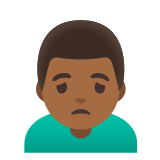 Google(Android) Man Frowning: Medium-Dark Skin Tone Emoji