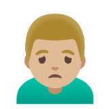 Google(Android) Man Frowning: Medium-Light Skin Tone Emoji