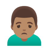 Google(Android) Man Frowning: Medium Skin Tone Emoji