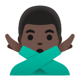 Google(Android) Man Gesturing No: Dark Skin Tone Emoji