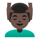 Google(Android) Man Getting Massage: Dark Skin Tone Emoji