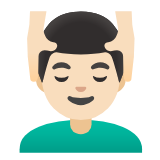 Google(Android) Man Getting Massage: Light Skin Tone Emoji