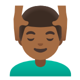 Google(Android) Man Getting Massage: Medium-Dark Skin Tone Emoji