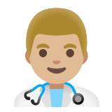 Google(Android) Man Health Worker: Medium-Light Skin Tone Emoji