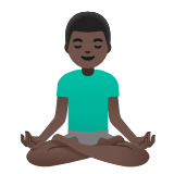 Google(Android) Man In Lotus Position: Dark Skin Tone Emoji