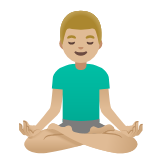 Google(Android) Man In Lotus Position: Medium-Light Skin Tone Emoji