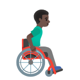 Google(Android) Man In Manual Wheelchair Facing Right: Dark Skin Tone Emoji