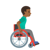 Google(Android) Man In Manual Wheelchair Facing Right: Medium-Dark Skin Tone Emoji