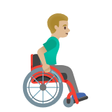 Google(Android) Man In Manual Wheelchair Facing Right: Medium-Light Skin Tone Emoji