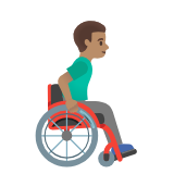 Google(Android) Man In Manual Wheelchair Facing Right: Medium Skin Tone Emoji