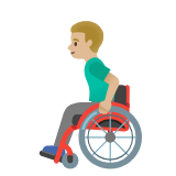 Google(Android) Man In Manual Wheelchair: Medium-Light Skin Tone Emoji