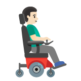 Google(Android) Man In Motorized Wheelchair Facing Right: Light Skin Tone Emoji