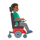 Google(Android) Man In Motorized Wheelchair Facing Right: Medium-Dark Skin Tone Emoji