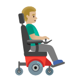 Google(Android) Man In Motorized Wheelchair Facing Right: Medium-Light Skin Tone Emoji