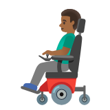 Google(Android) Man In Motorized Wheelchair: Medium-Dark Skin Tone Emoji