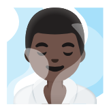 Google(Android) Man In Steamy Room: Dark Skin Tone Emoji