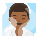 Google(Android) Man In Steamy Room: Medium-Dark Skin Tone Emoji