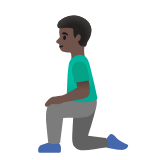 Google(Android) Man Kneeling: Dark Skin Tone Emoji