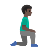 Google(Android) Man Kneeling Facing Right: Dark Skin Tone Emoji