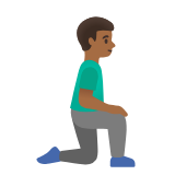 Google(Android) Man Kneeling Facing Right: Medium-Dark Skin Tone Emoji