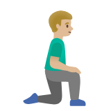 Google(Android) Man Kneeling Facing Right: Medium-Light Skin Tone Emoji