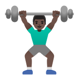 Google(Android) Man Lifting Weights: Dark Skin Tone Emoji