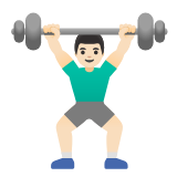 Google(Android) Man Lifting Weights: Light Skin Tone Emoji