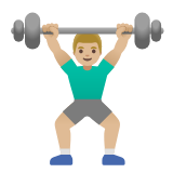 Google(Android) Man Lifting Weights: Medium-Light Skin Tone Emoji