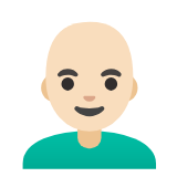 Google(Android) Man: Light Skin Tone, Bald Emoji