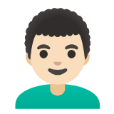 Google(Android) Man: Light Skin Tone, Curly Hair Emoji