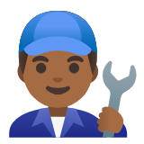 Google(Android) Man Mechanic: Medium-Dark Skin Tone Emoji