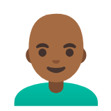 Google(Android) Man: Medium-Dark Skin Tone, Bald Emoji