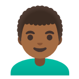 Google(Android) Man: Medium-Dark Skin Tone, Curly Hair Emoji