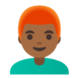 Google(Android) Man: Medium-Dark Skin Tone, Red Hair Emoji